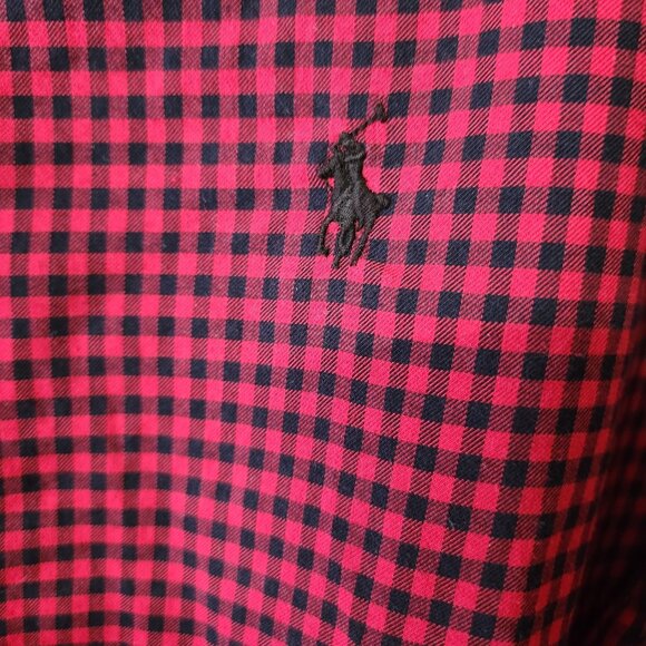 Ralph Lauren Red Navy Gingham Button-Up Shirt Men’s Medium - Picture 4 of 7